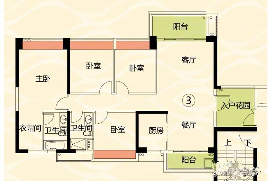 启达东海岸4室2厅2卫142㎡户型图