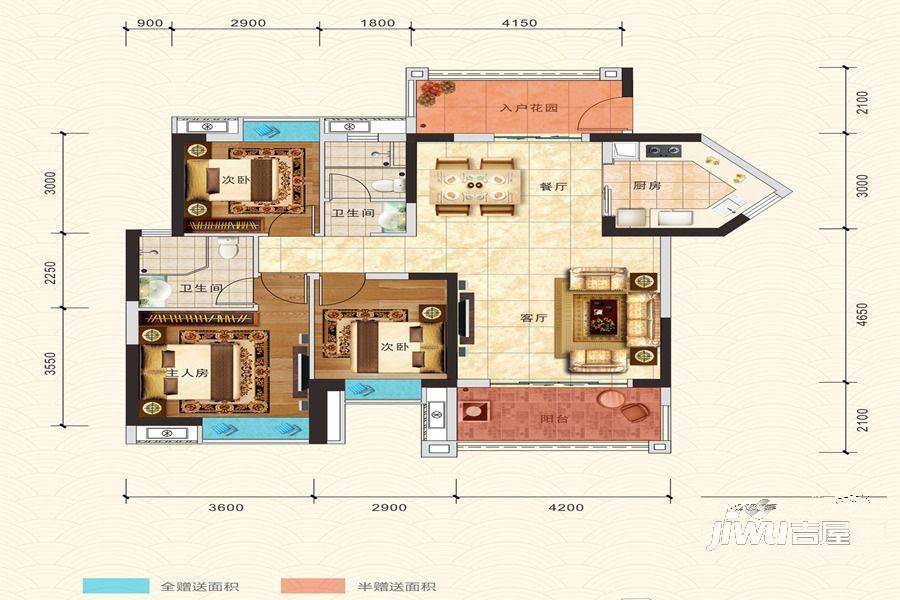 碧桂园海湾城3室2厅2卫110㎡户型图