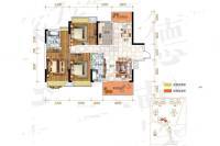 荣业德信花园3室2厅2卫125㎡户型图