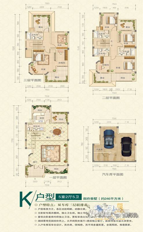 祥生艺境山城别墅5室2厅5卫246㎡户型图