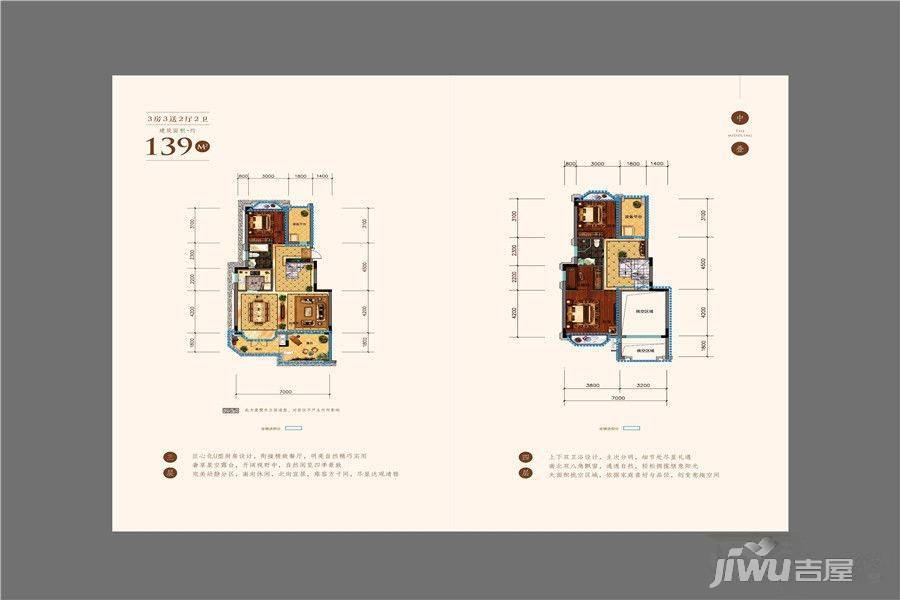 金鹏麓山院3室2厅2卫139㎡户型图