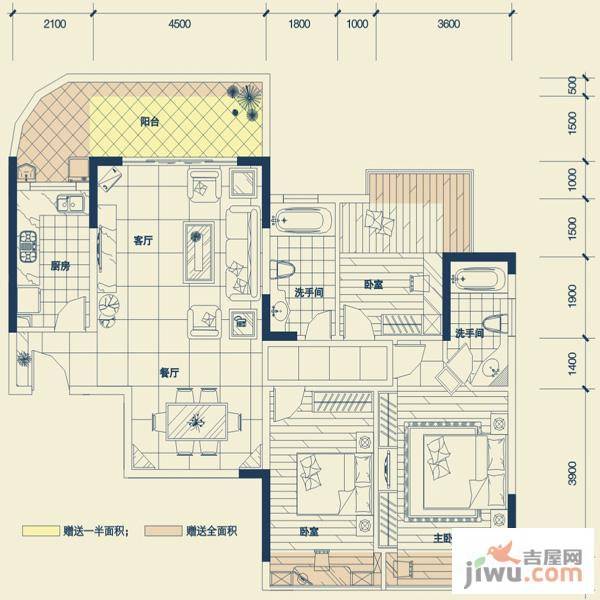 德明合立方普通住宅122.9㎡户型图