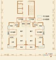 鹏达御西湖2室2厅2卫120㎡户型图