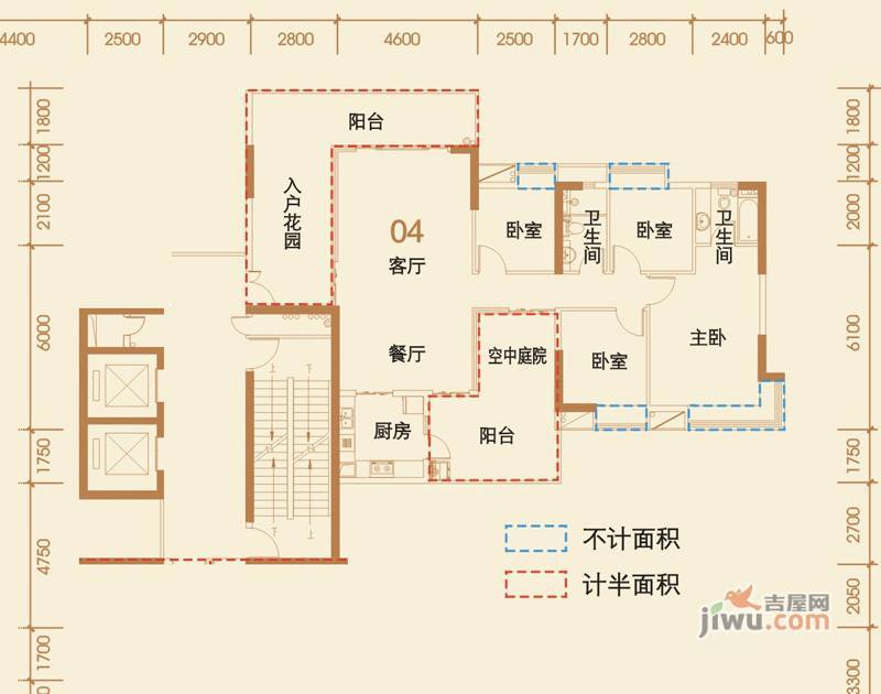 鹏达御西湖4室2厅2卫155㎡户型图