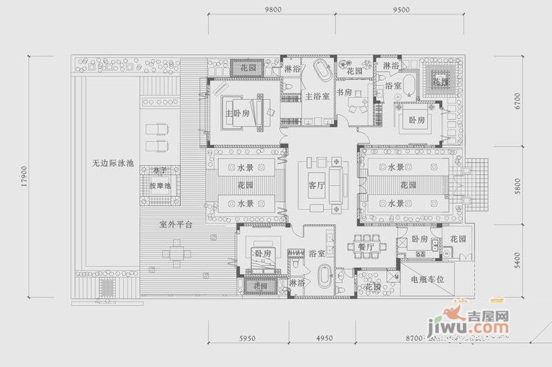 全球候鸟度假地5室2厅3卫194㎡户型图