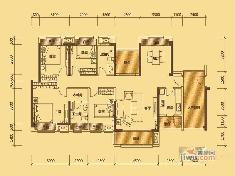 中信凯旋城4室2厅2卫140㎡户型图