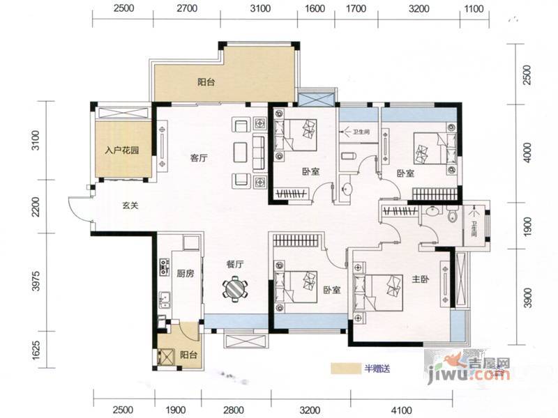 江南丽苑三期4室2厅2卫150.4㎡户型图