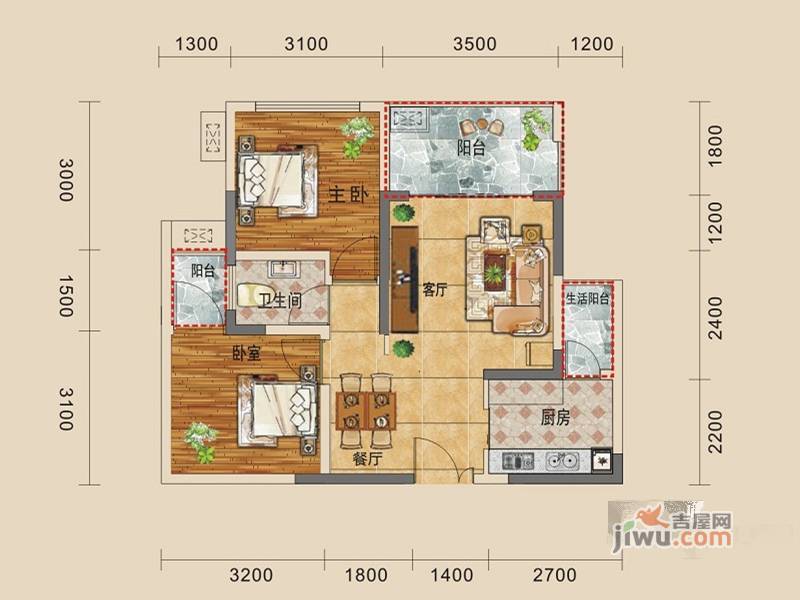 鑫宇钻石城2室2厅1卫户型图