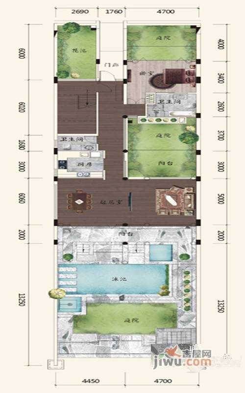 中海汤泉3室3厅4卫270㎡户型图