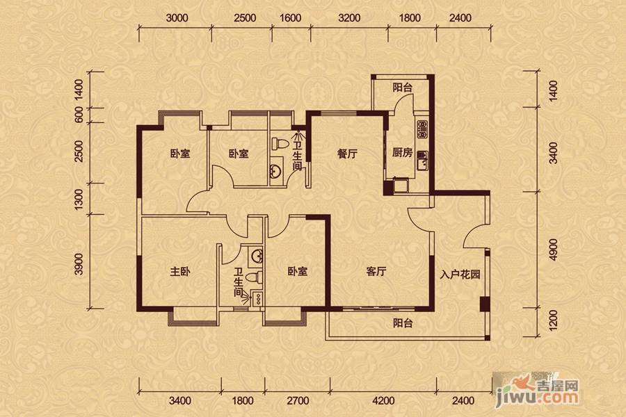 御景豪庭凯旋郡4室2厅2卫127.1㎡户型图