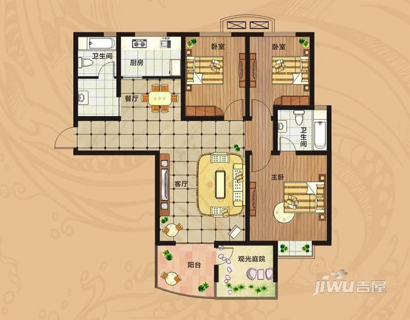 隆兴郡临天下3室2厅2卫139㎡户型图