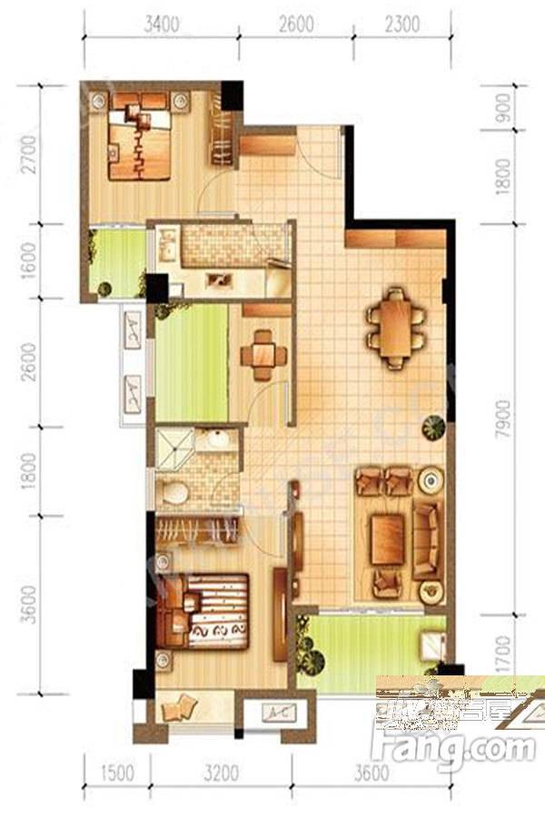 和信山语海2室1厅1卫户型图