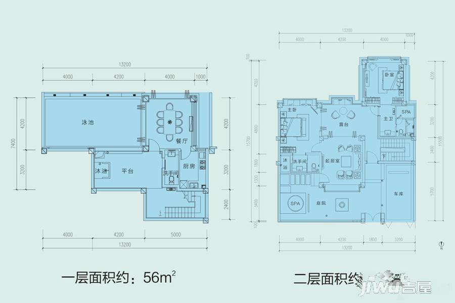 当代凤凰谷别墅-联排132㎡户型图