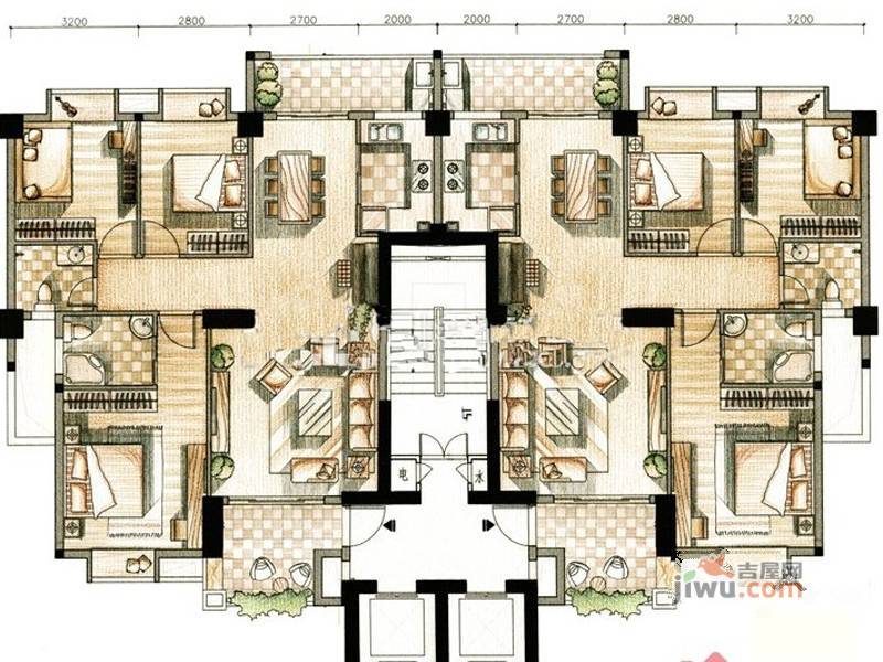 万嘉现代城3室2厅1卫135㎡户型图