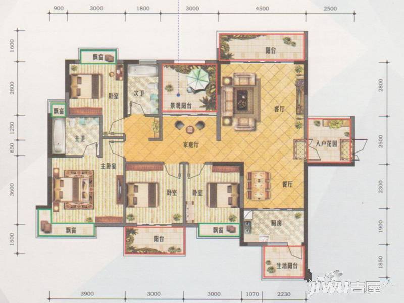 天元国际尚城4室2厅2卫142㎡户型图