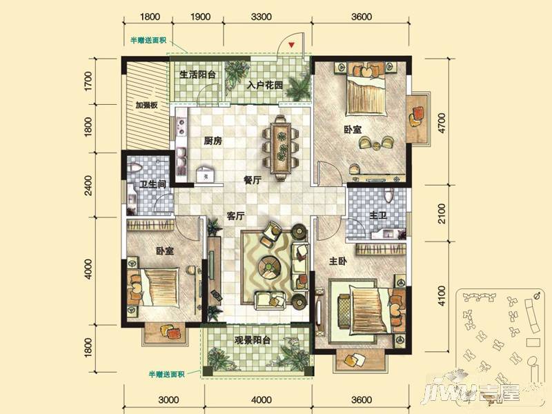 东城经典3室2厅2卫132.7㎡户型图