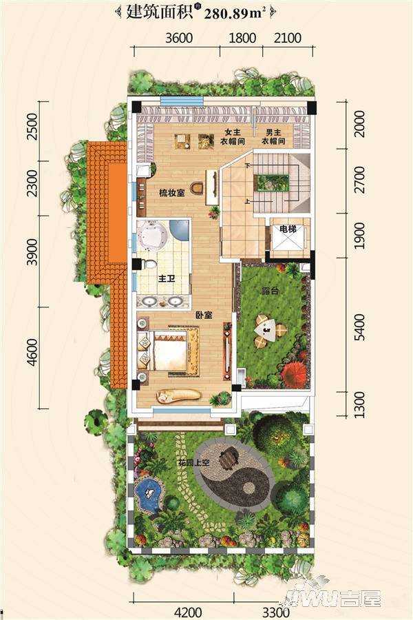 中鼎公园假日5室2厅6卫280.9㎡户型图