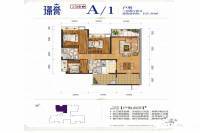 玉林奥园康城3室2厅2卫105.8㎡户型图