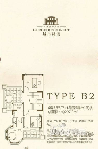 城市林语6室3厅5卫297㎡户型图