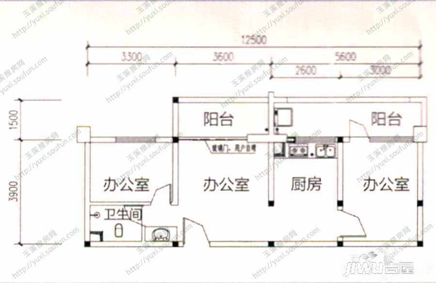 湖庭家和3室0厅1卫72.6㎡户型图