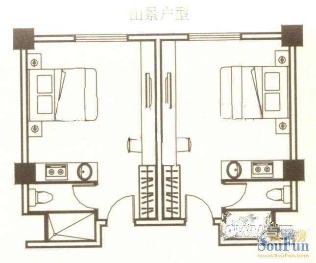 九龙晟景2室1厅1卫50㎡户型图