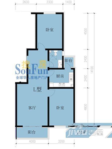 凤凰春城2室1厅1卫92.6㎡户型图