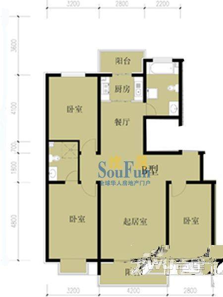 凤凰春城3室2厅2卫123.8㎡户型图