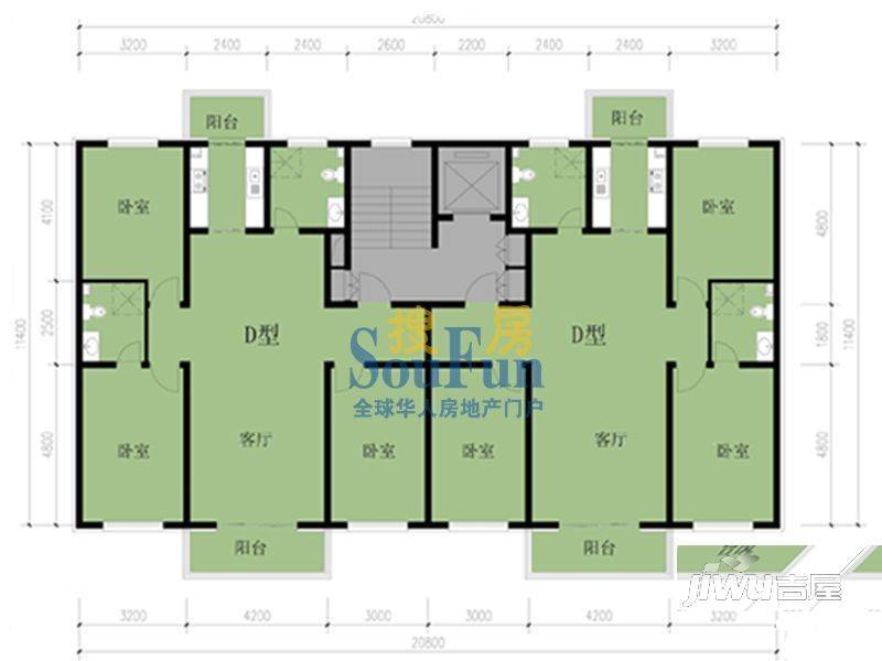 凤凰春城3室1厅2卫127.3㎡户型图