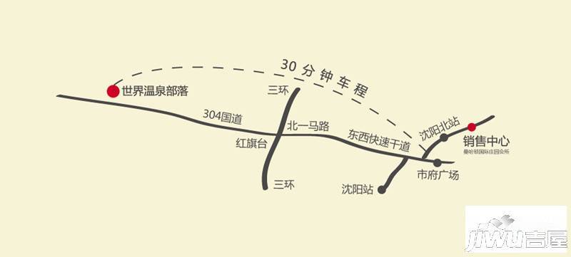 沈阳世界温泉部落（一期）美国郡位置交通图图片