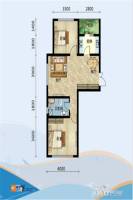 水晶蓝湾2室2厅1卫87.5㎡户型图