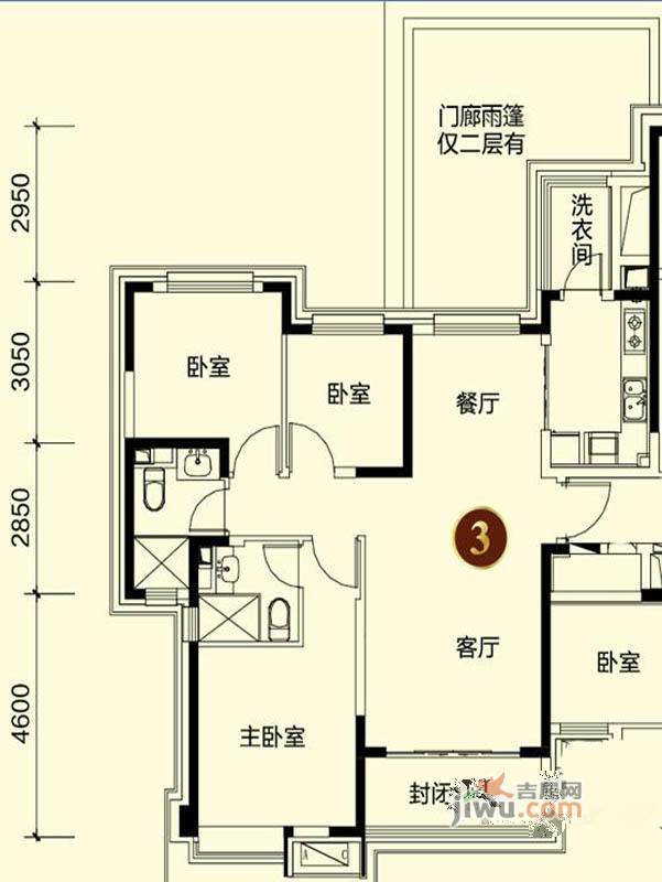 沈阳恒大御景湾3室2厅2卫125㎡户型图