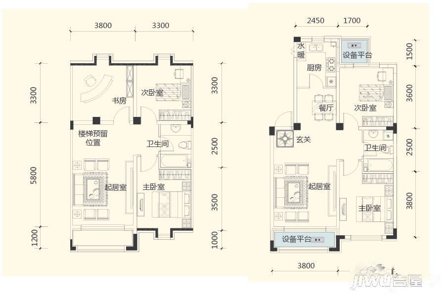 巴黎公馆2室2厅1卫79㎡户型图