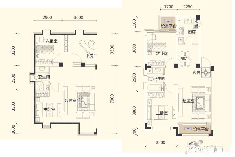 巴黎公馆2室2厅1卫75㎡户型图