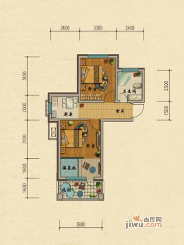 圣菲拉小镇普通住宅63.5㎡户型图