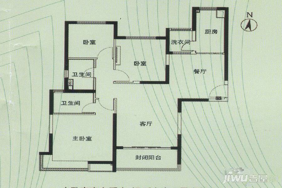 沈阳恒大江湾3室2厅2卫130㎡户型图