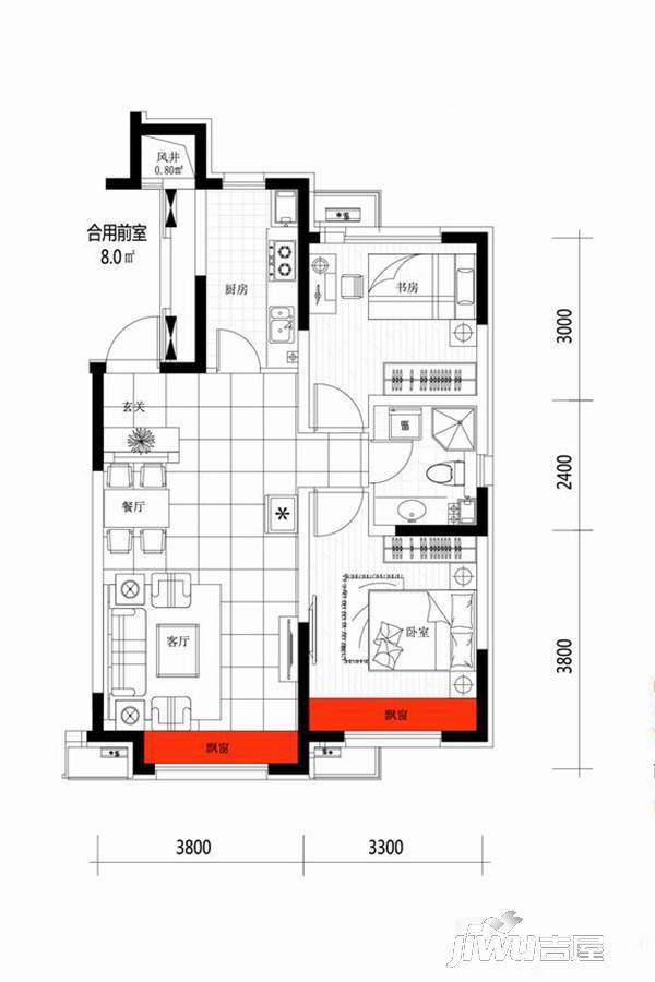 024朗明居2室1厅1卫81㎡户型图