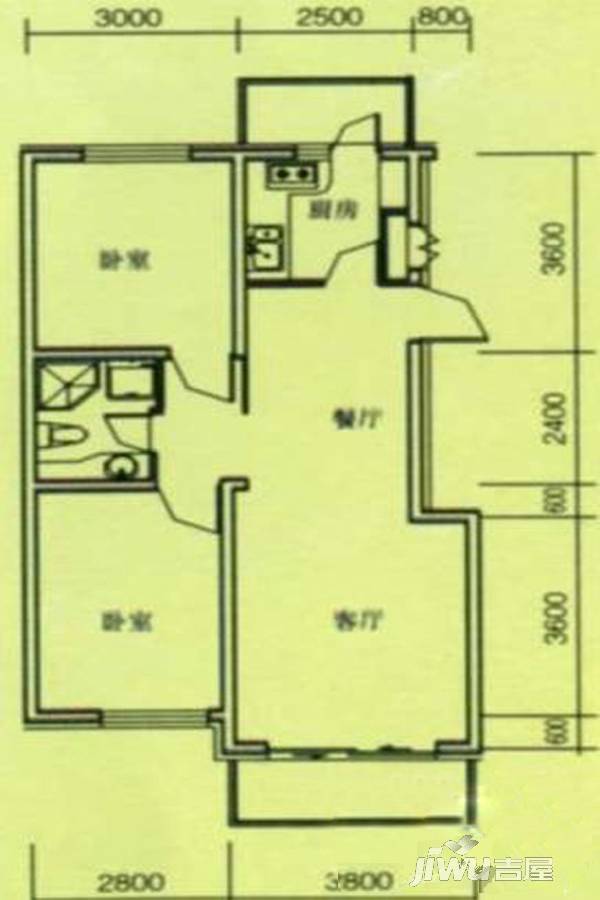 奥玛丽都2室2厅1卫83.3㎡户型图