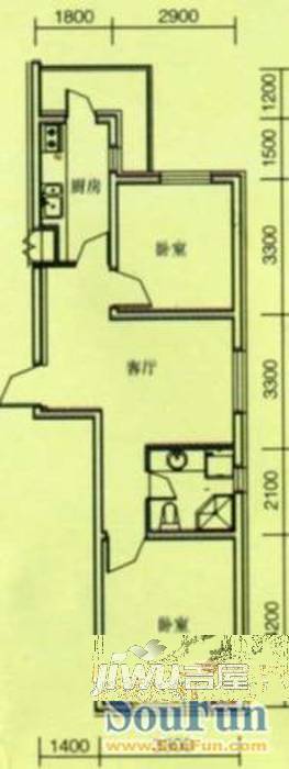 奥玛丽都2室2厅1卫69.6㎡户型图