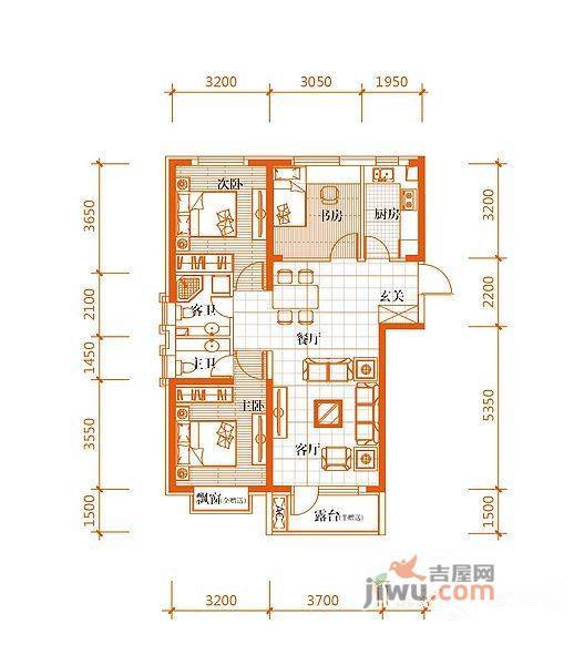 华府丹郡悦湖3室2厅2卫112㎡户型图