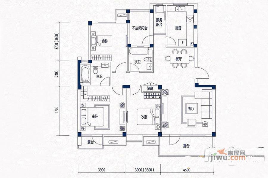 吉宝季景沁园3室2厅2卫138㎡户型图