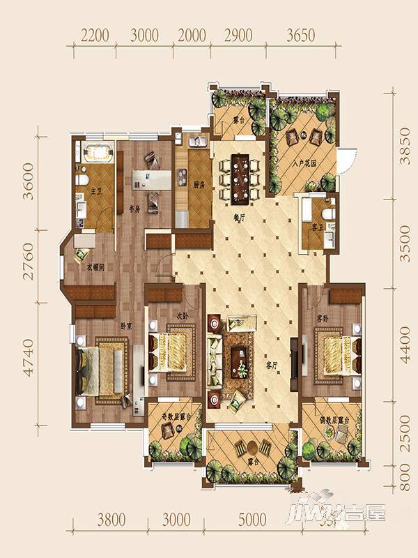 蓝卡观澜世家4室2厅2卫183㎡户型图