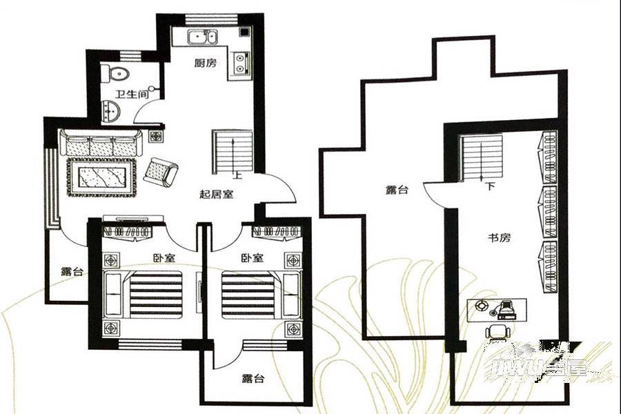 绿色家园3室1厅1卫110㎡户型图