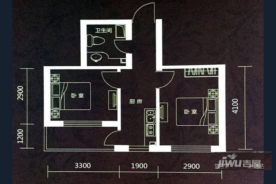 绿色家园2室0厅1卫48.5㎡户型图