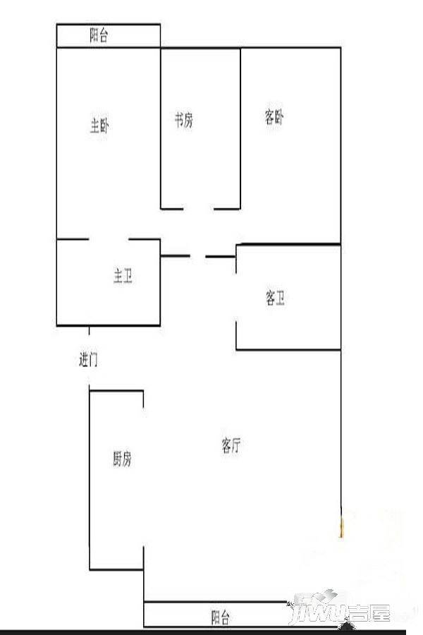 亚力山大城A座3室2厅2卫110㎡户型图