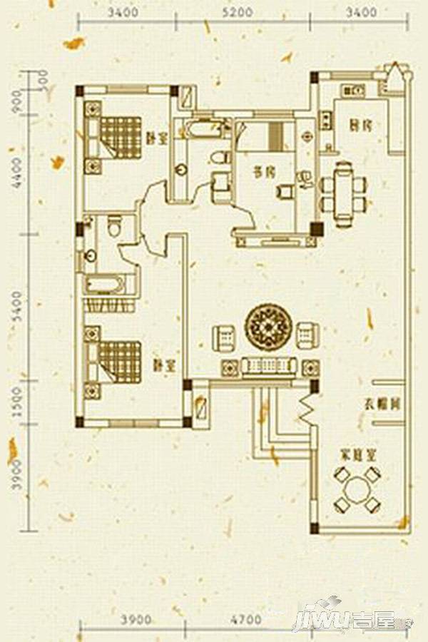 米拉晶典3室2厅1卫159㎡户型图