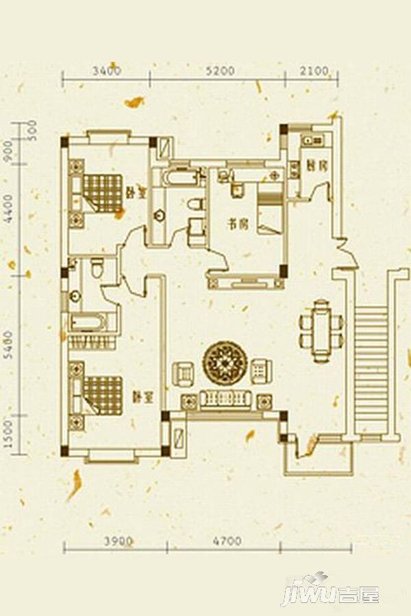 米拉晶典3室2厅1卫135㎡户型图