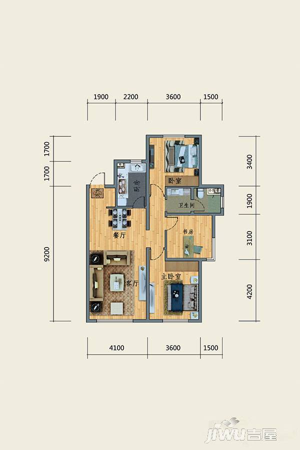 万科·润园2室2厅1卫85㎡户型图