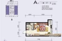 华府悦都1室1厅1卫47.5㎡户型图