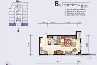 华府悦都1室1厅1卫62.8㎡户型图