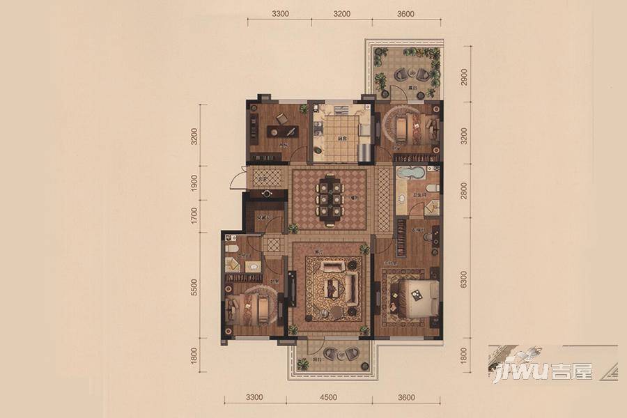 金地名悦4室2厅2卫160㎡户型图